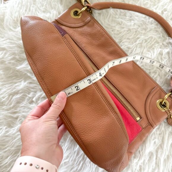 Fossil Karli Large Leather Hobo Style Shoulder Bag - Red Tan Multi - Picture 5 of 9